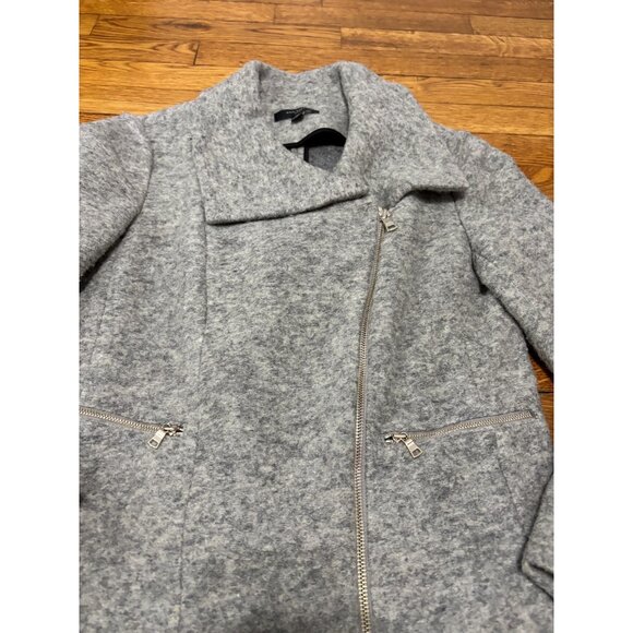 Ann Taylor Womens Boiled Wool Coat Size MP Petite Medium Gray Zip Up Pockets - Picture 4 of 8